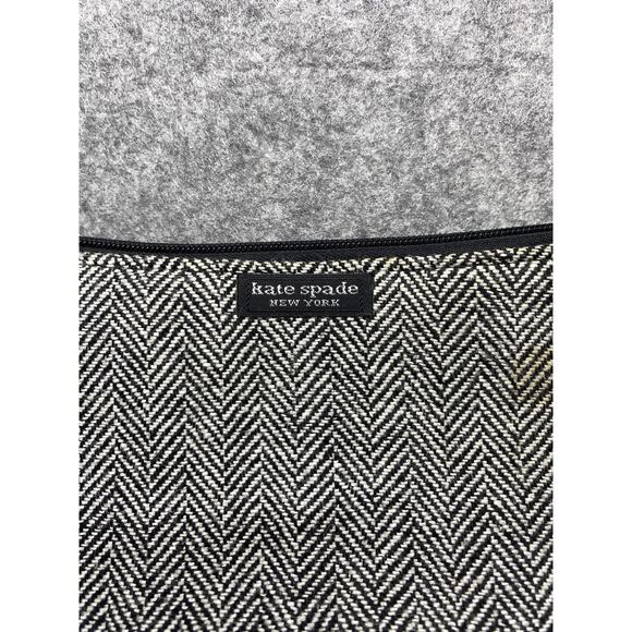 Kate Spade New York Herringbone Shoulder Bag Small Black White Tweed Purse - Picture 4 of 12